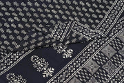 Jaipur mul cotton saree in black in floral pattern.
