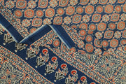 Jaipur mul cotton saree in blue  in Ajrakh  print
