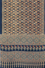 Jaipur mul cotton saree in blue  in Ajrakh  print