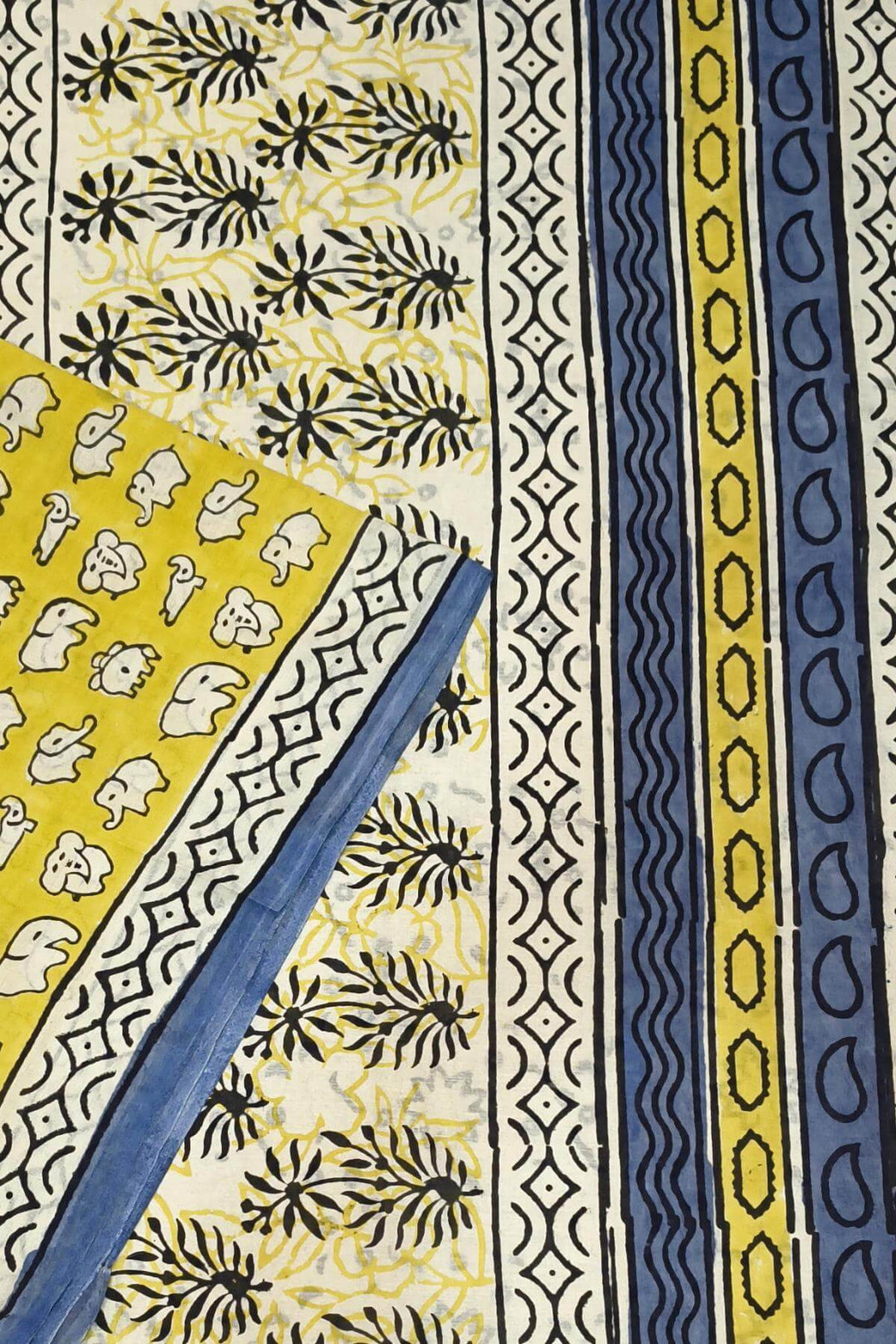 Jaipur mul cotton saree in yellow