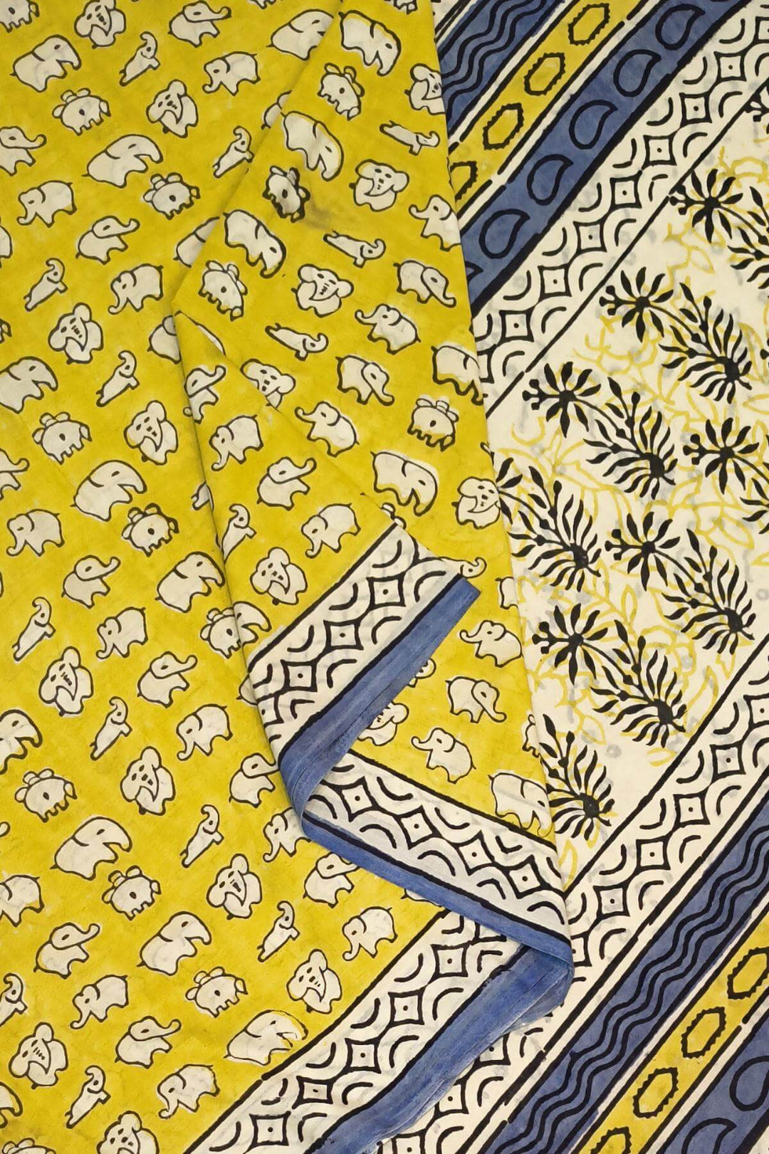 Jaipur mul cotton saree in yellow