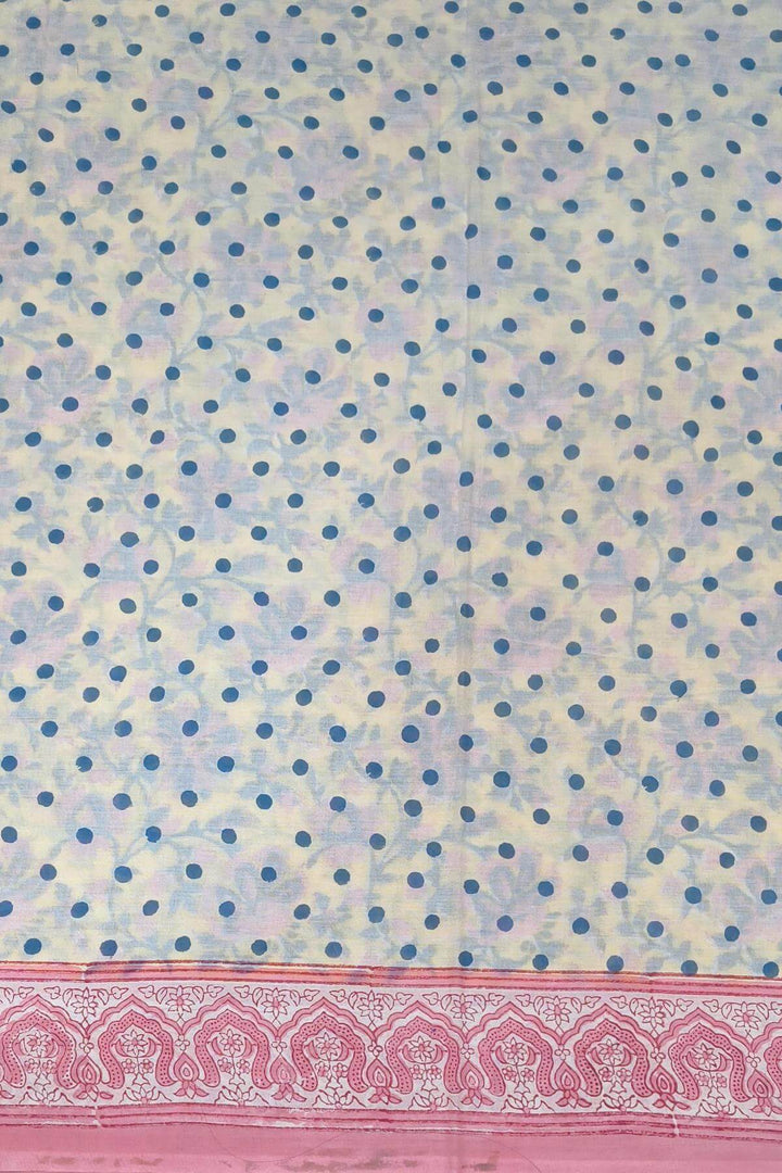 Jaipur mul cotton saree in yellow & pink