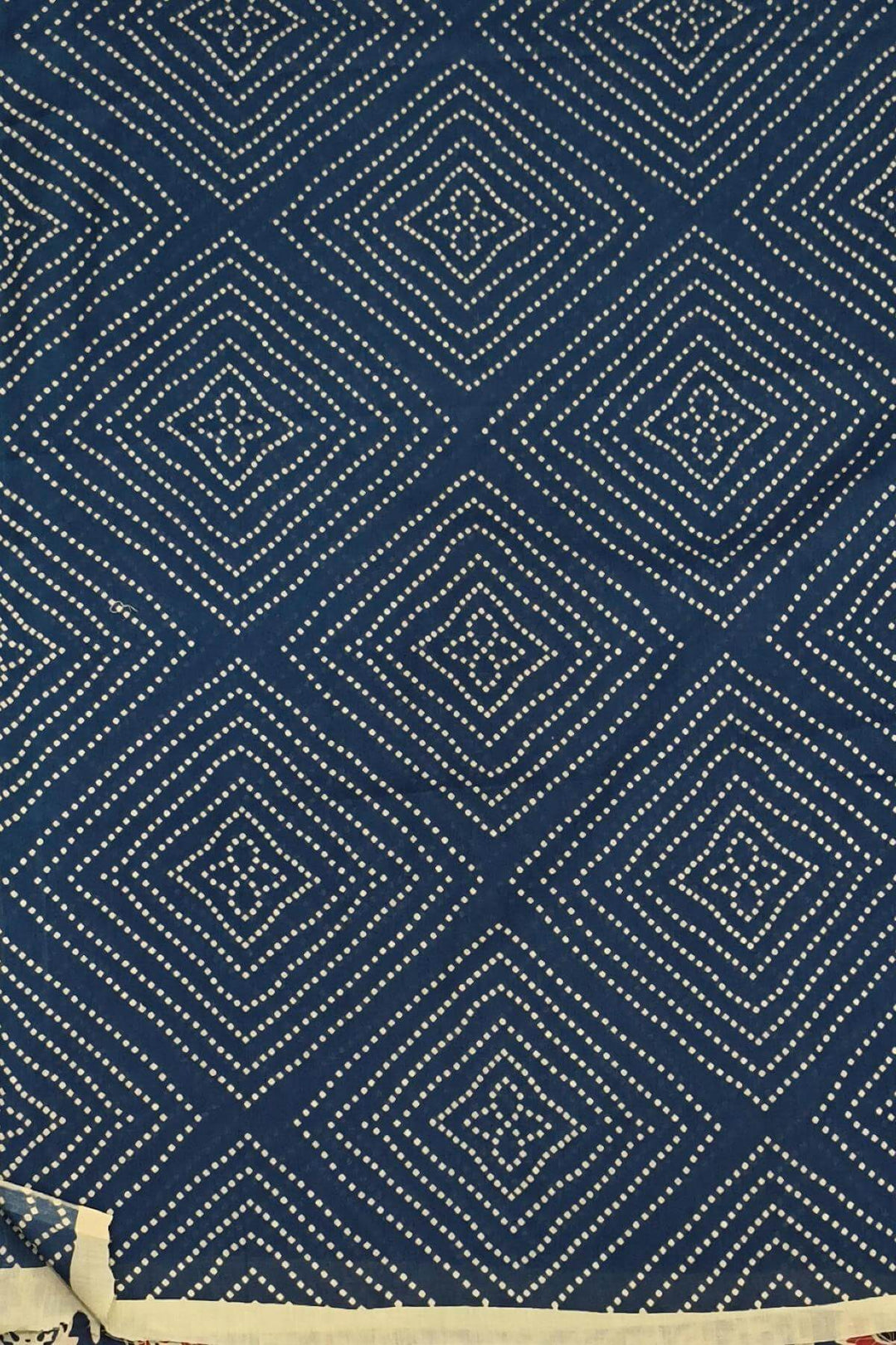 Jaipur mul cotton saree in navy blue & red