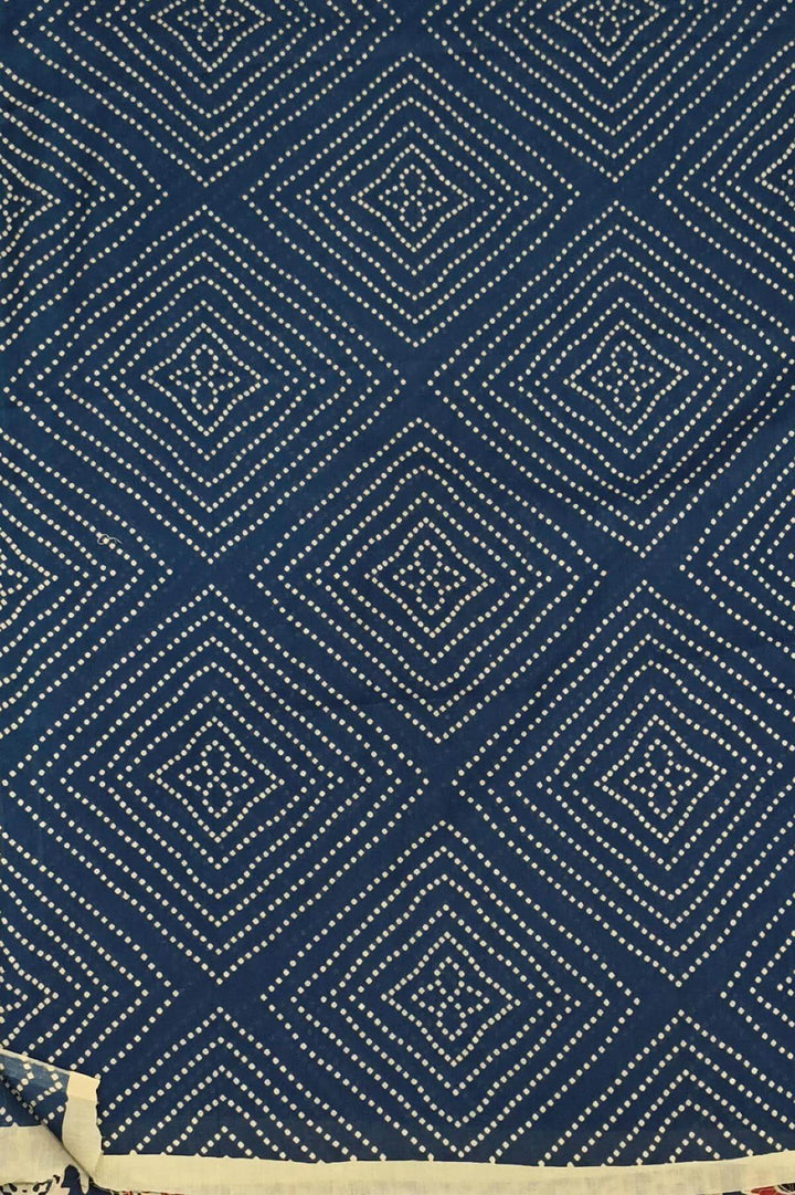 Jaipur mul cotton saree in navy blue & red