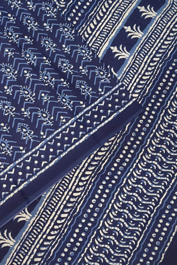 Jaipur mul cotton saree in indigo