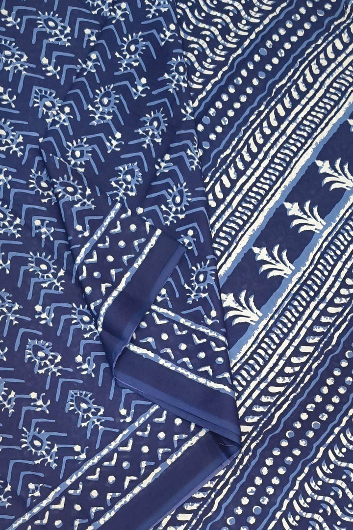 Jaipur mul cotton saree in indigo