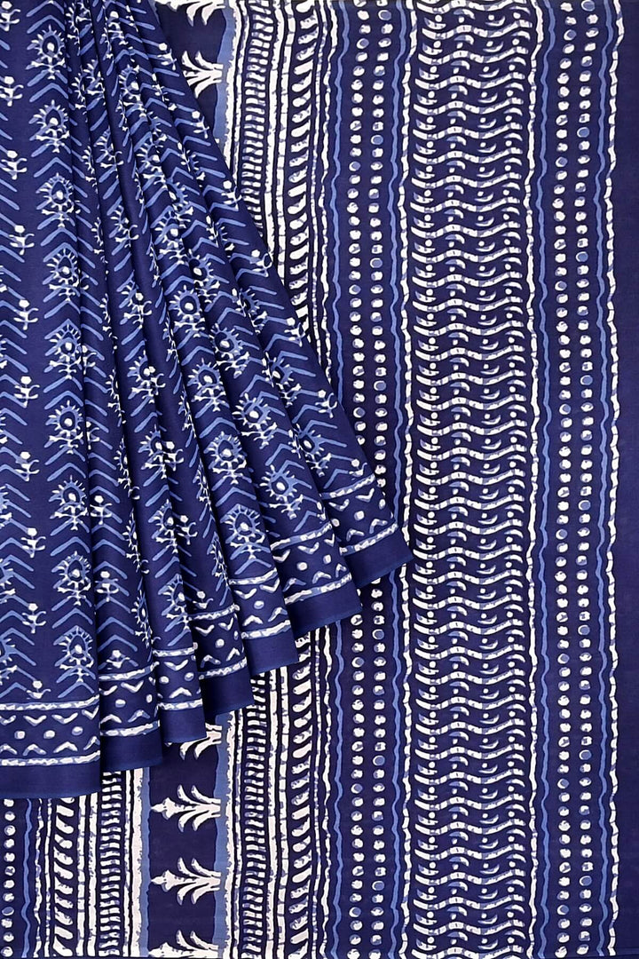Jaipur mul cotton saree in indigo