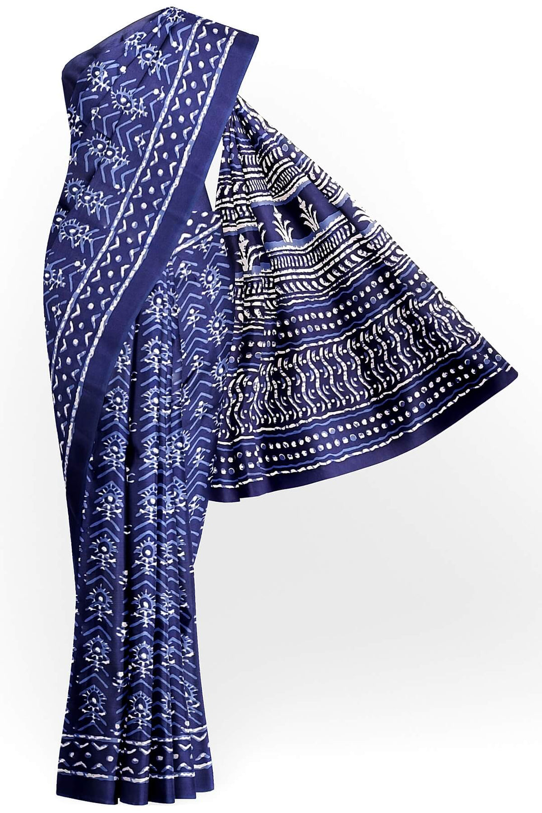 Jaipur mul cotton saree in indigo