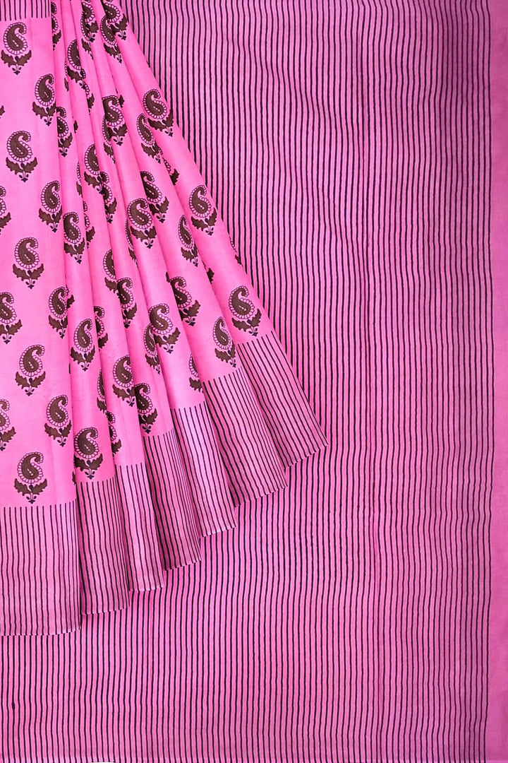 Jaipur mul cotton saree in pink