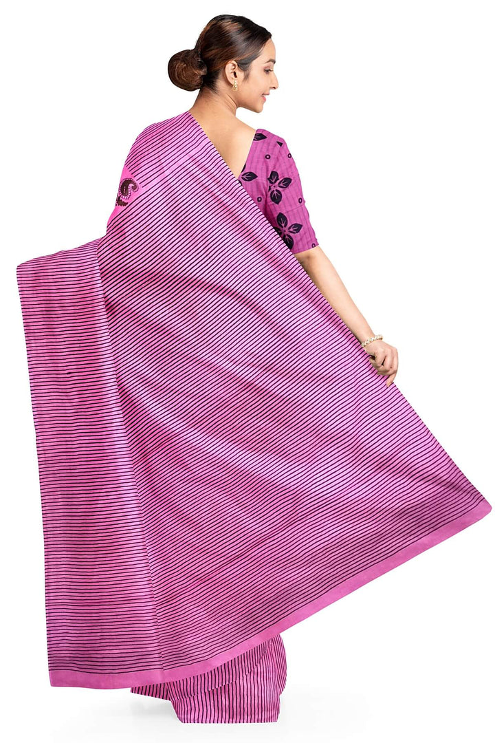 Jaipur mul cotton saree in pink
