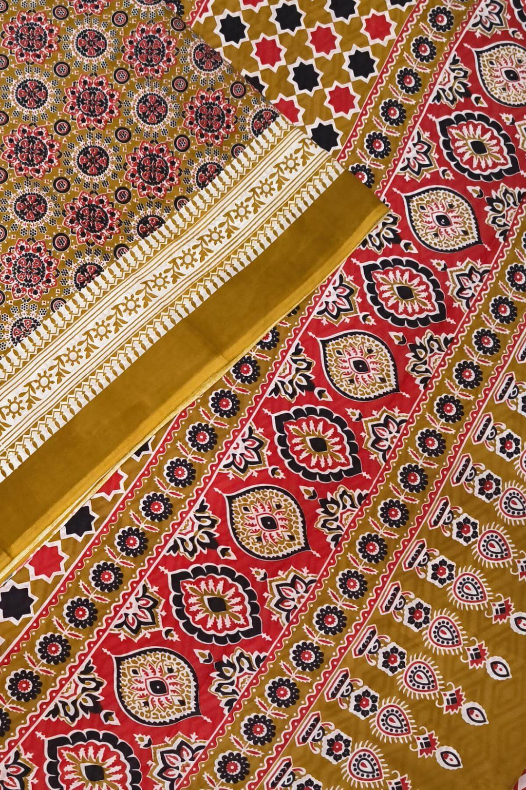 Jaipur mul cotton saree in mustard