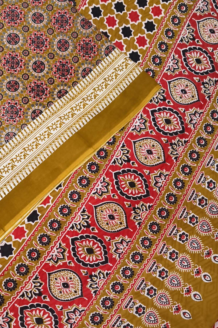 Jaipur mul cotton saree in mustard