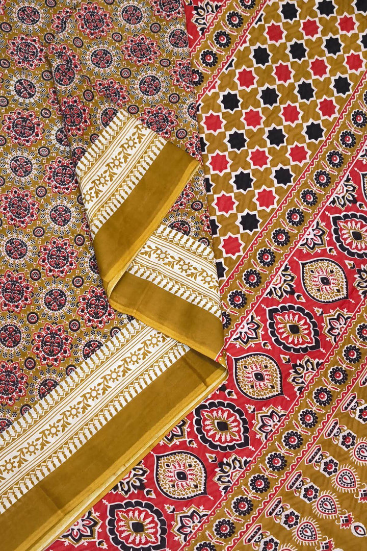 Jaipur mul cotton saree in mustard