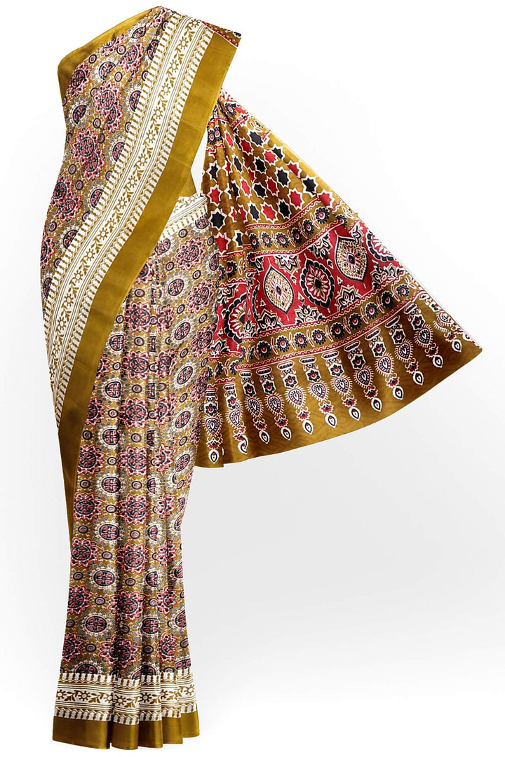 Jaipur mul cotton saree in mustard