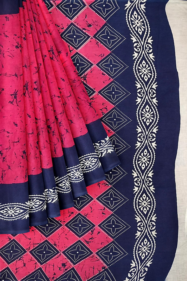 Jaipur mul cotton saree in pink