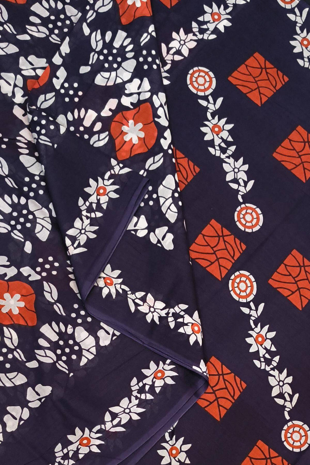 Jaipur  mul cotton saree  in navy blue