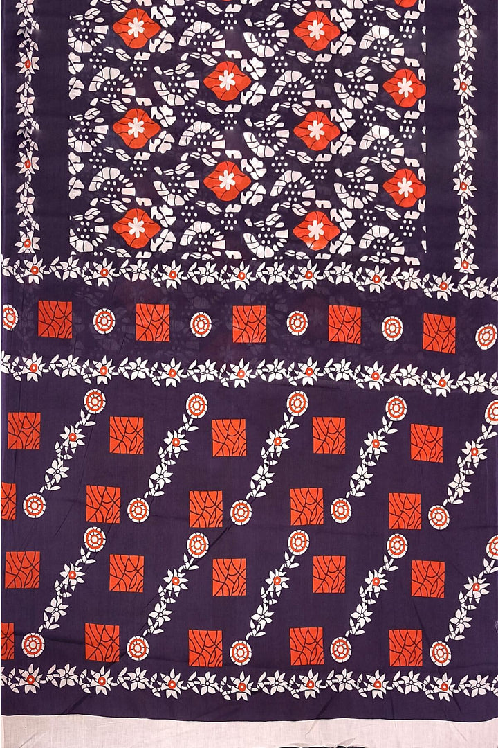 Jaipur  mul cotton saree  in navy blue