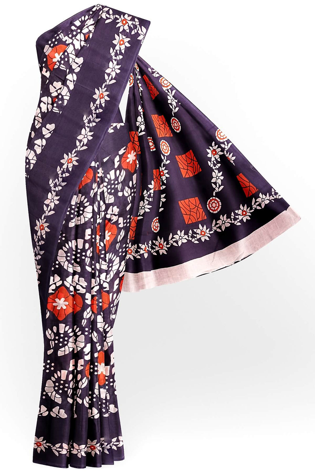 Jaipur  mul cotton saree  in navy blue