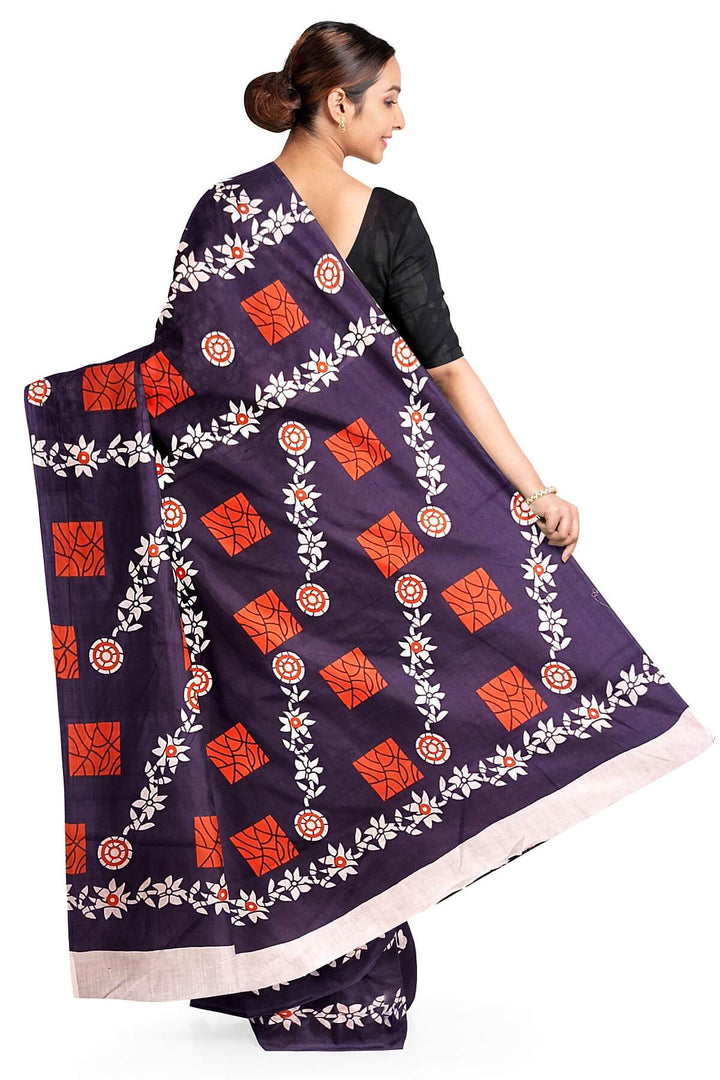 Jaipur  mul cotton saree  in navy blue