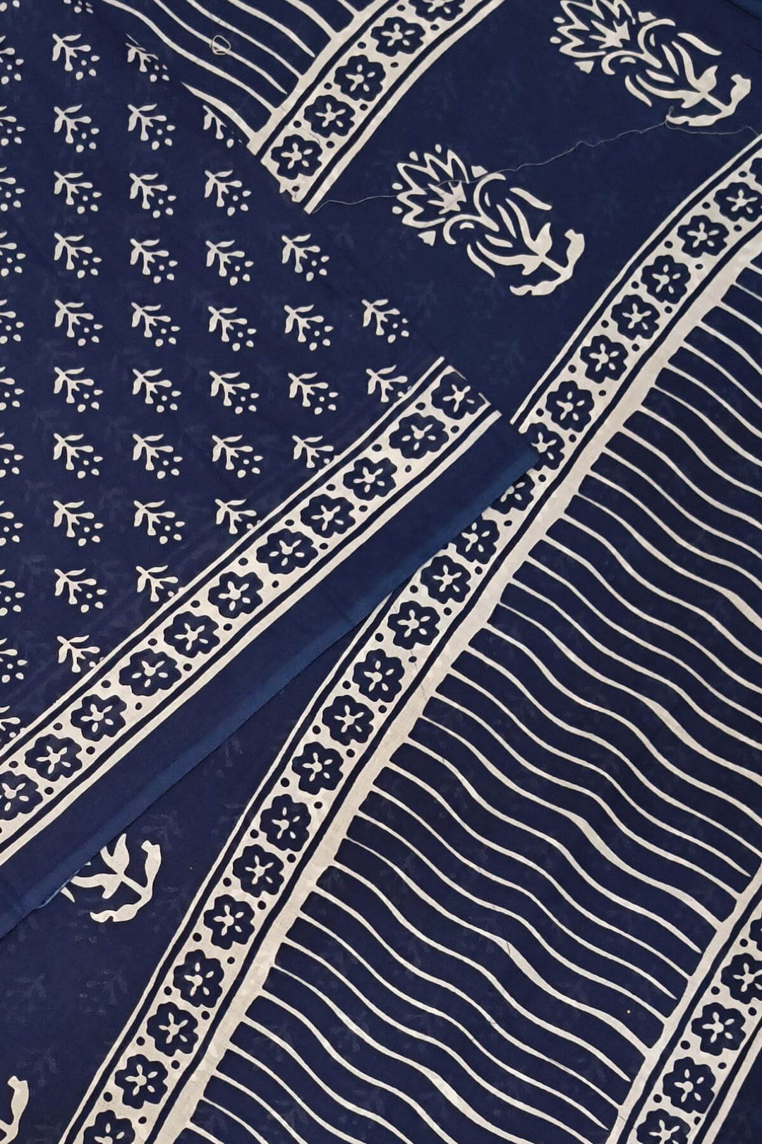 Jaipur mul cotton in indigo with floral motifs