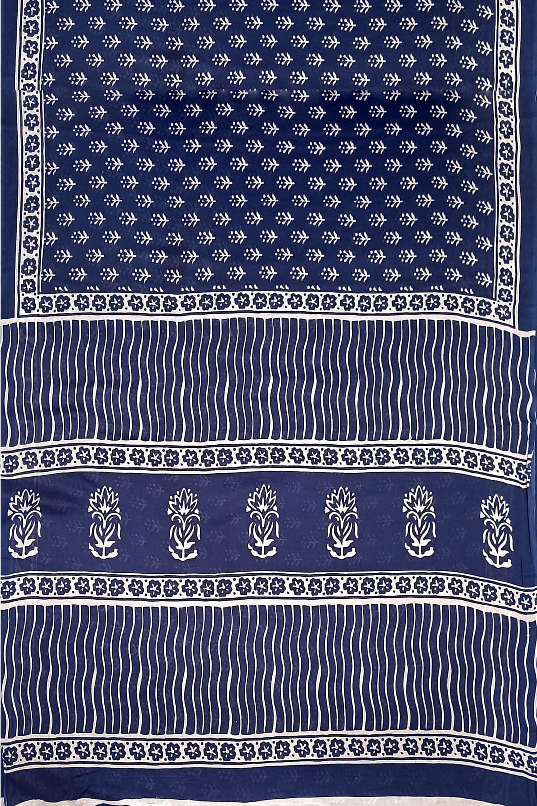 Jaipur mul cotton in indigo with floral motifs