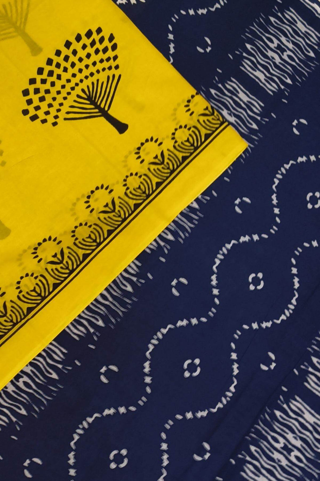 Jaipur mul cotton saree in yellow