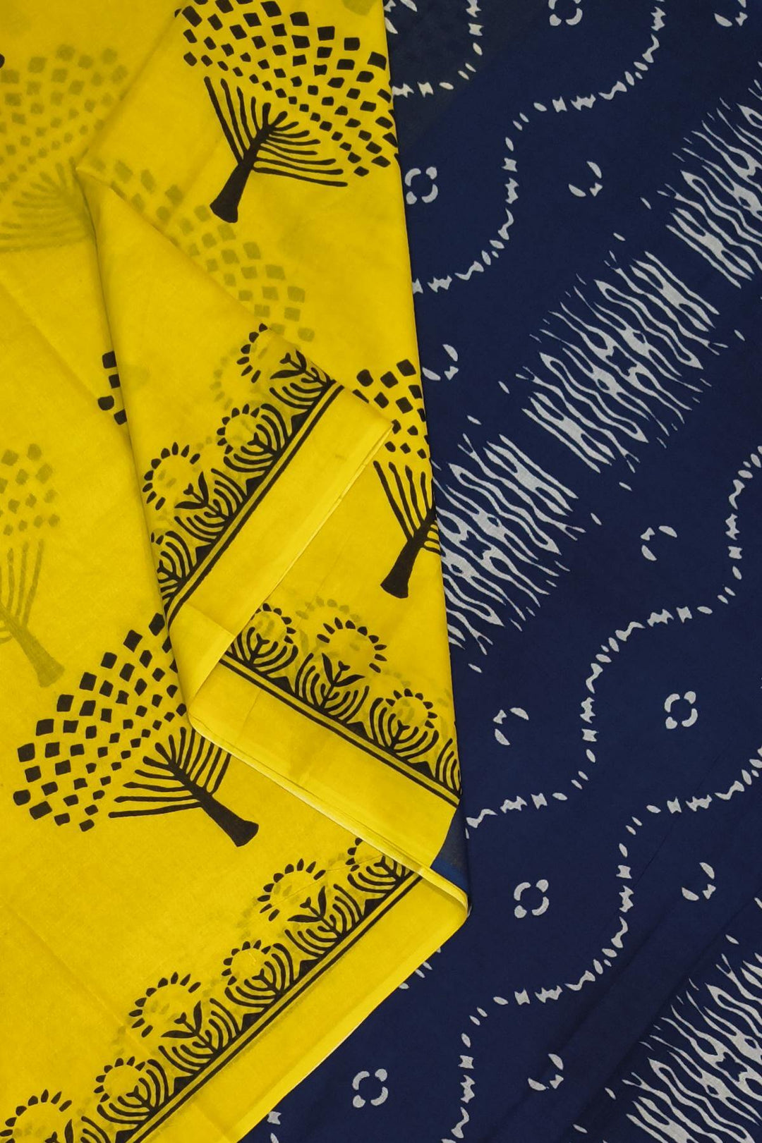 Jaipur mul cotton saree in yellow