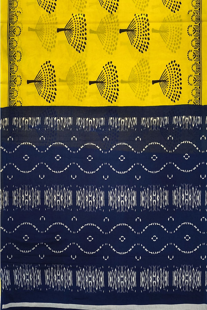 Jaipur mul cotton saree in yellow