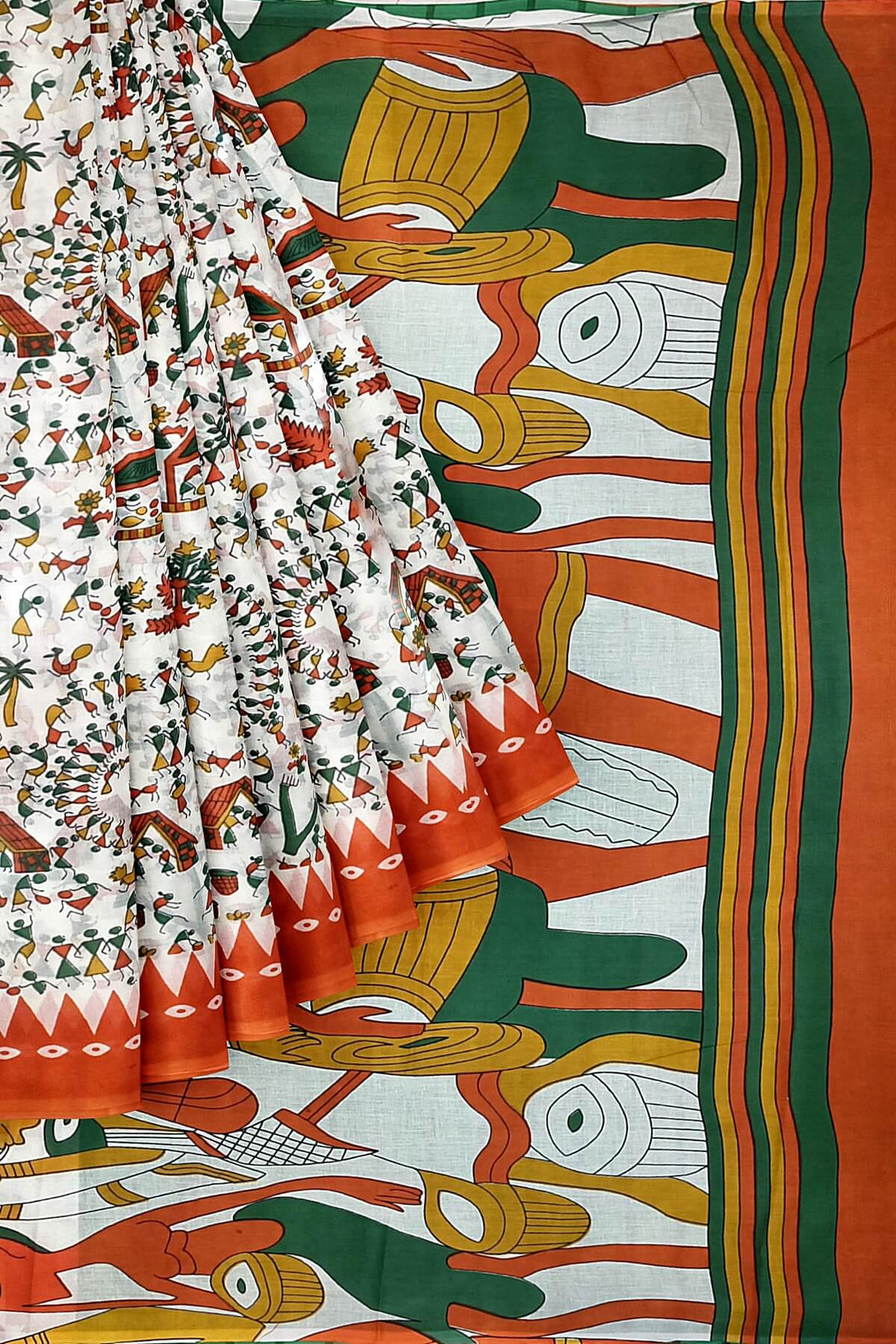 Jaipur mul cotton saree in off white