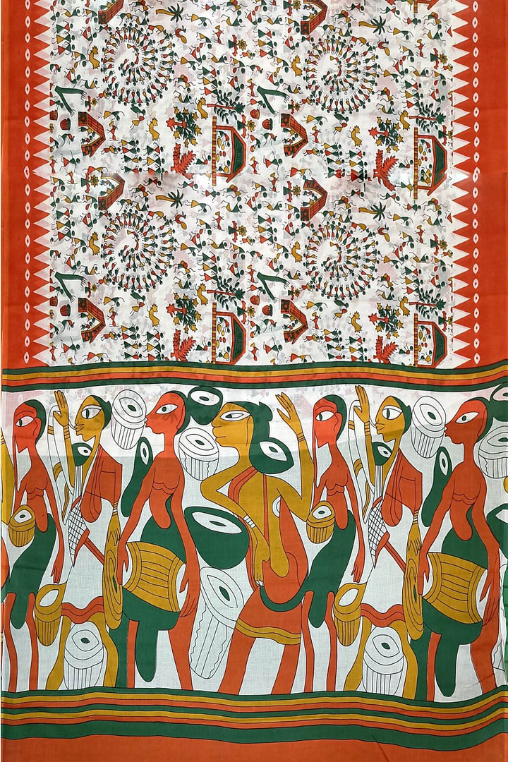 Jaipur mul cotton saree in off white