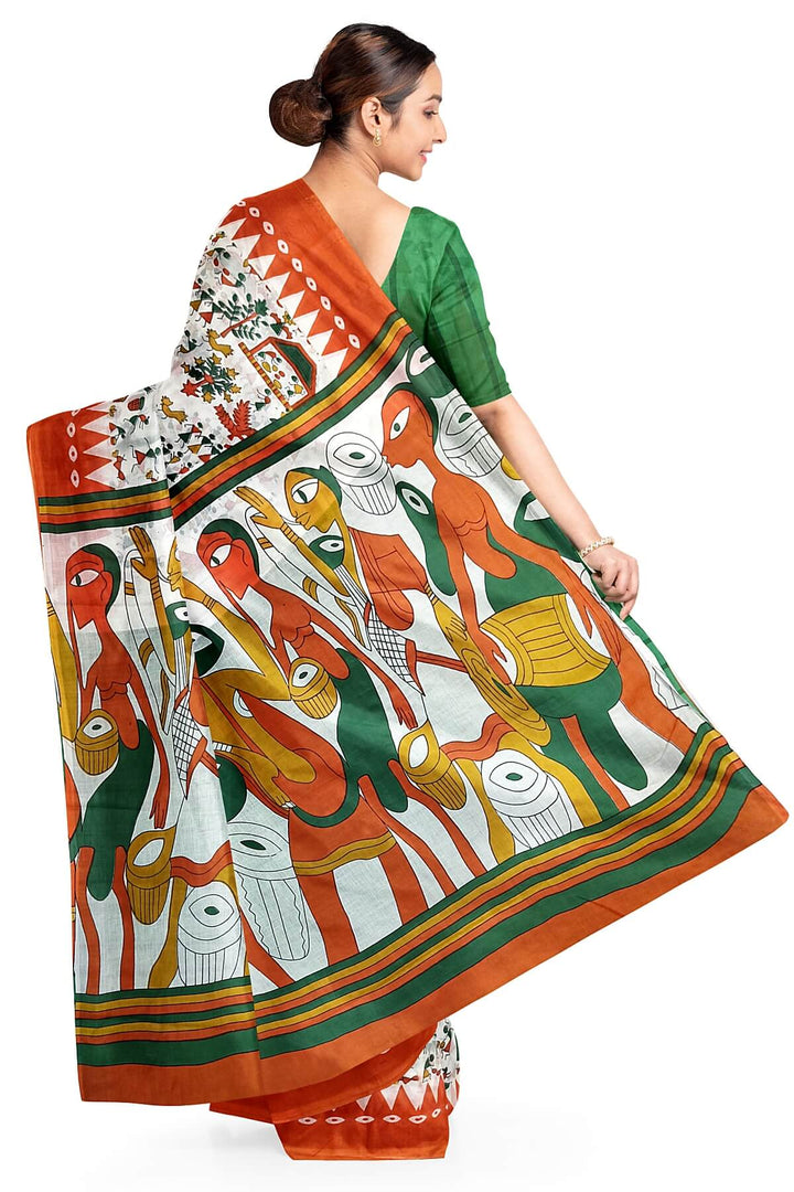 Jaipur mul cotton saree in off white