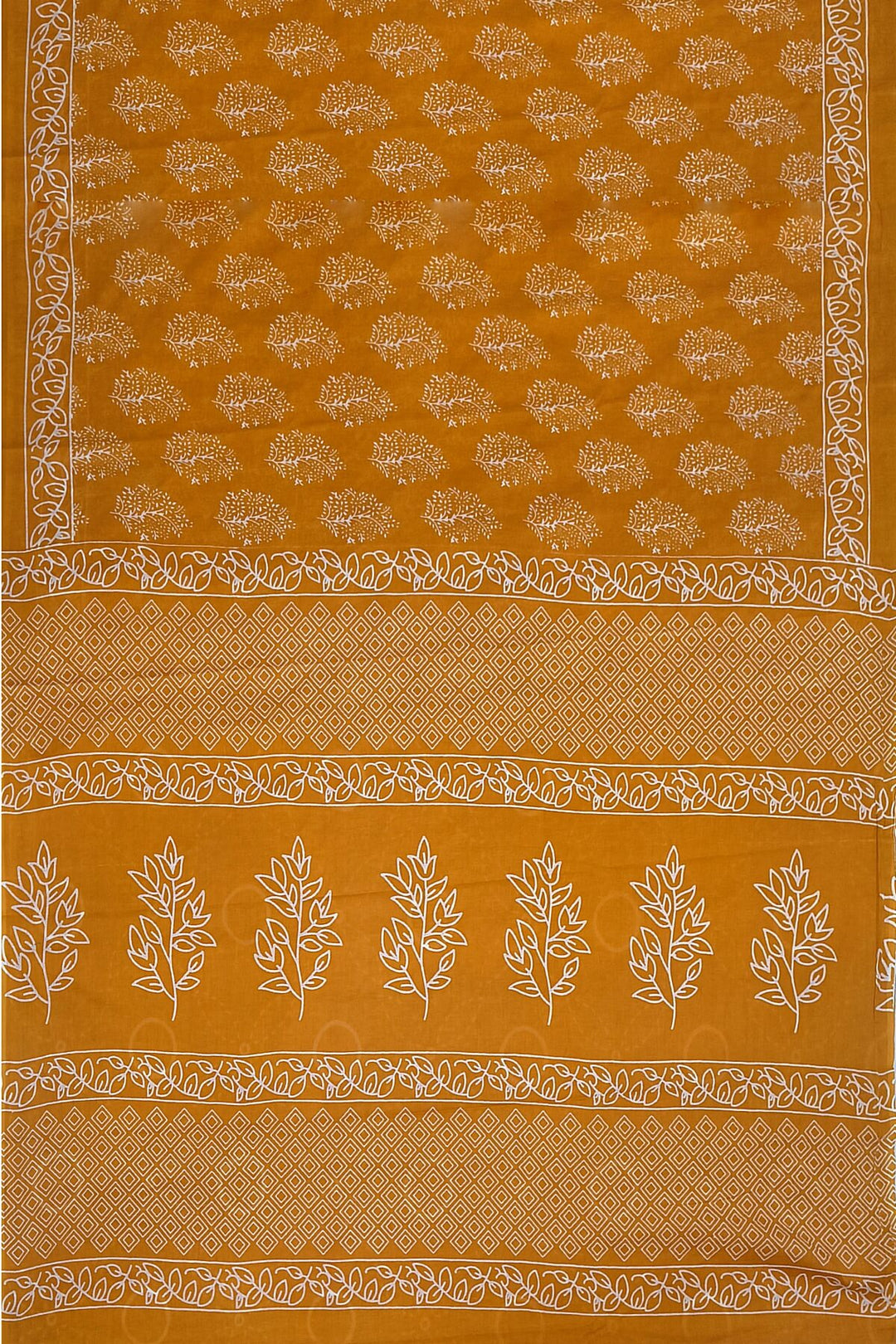 Jaipur mul cotton saree in orange with floral motifs