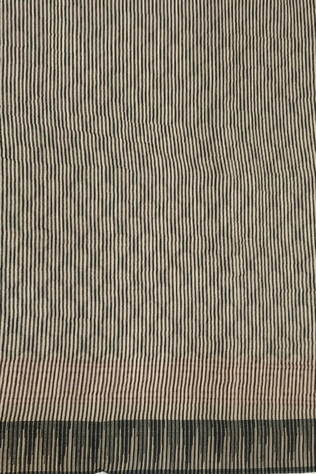 Bagru hand block print on  linen saree in black with small motifs