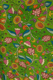 Hand painted kalamkari on Bangalore silk saree in pink
