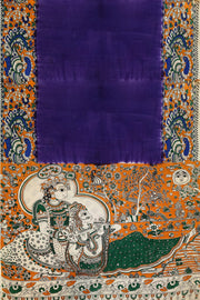 Printed Kalamkari silk cotton saree in violet