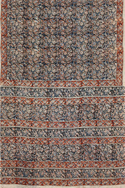 Printed kalamkari  silk cotton saree  in black & maroon