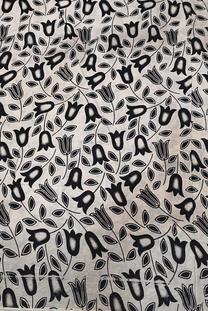Printed  kalamkari pure cotton saree in  off white