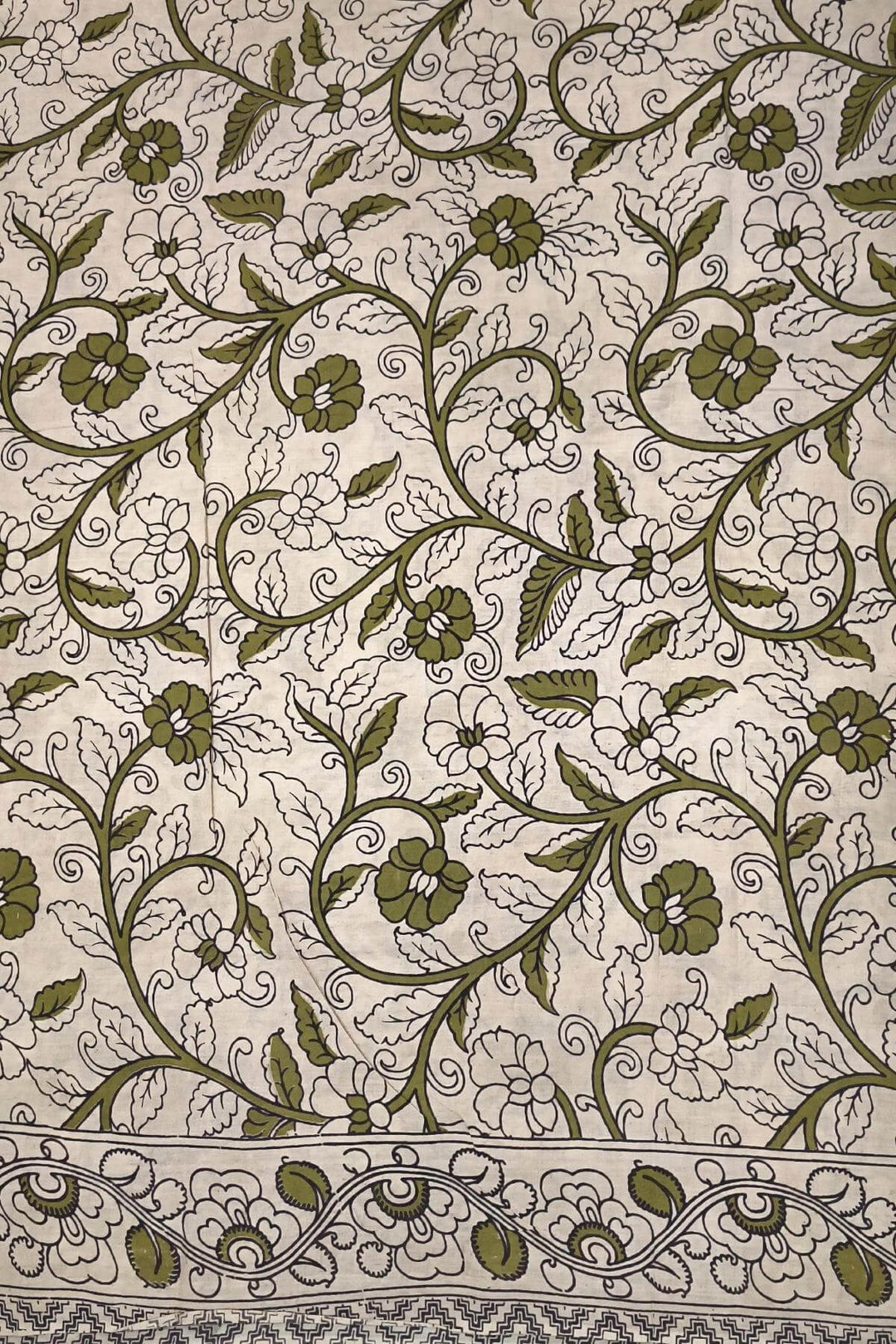 Printed  kalamkari pure cotton saree in  beige