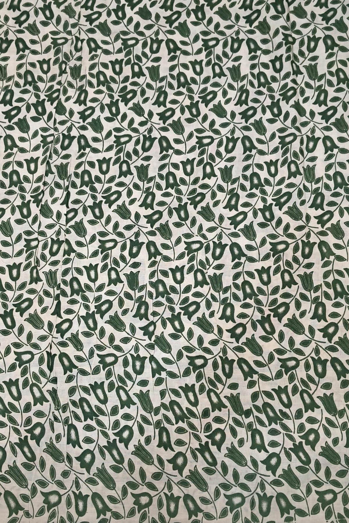 Printed  kalamkari pure cotton saree in off white