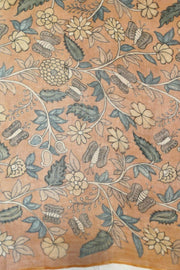 Hand painted pen kalamkari on light weight pure silk organza saree