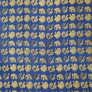 Kalamkari  silk cotton fabric in blue with  peacock motifs