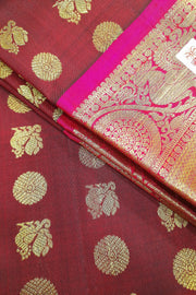 Handwoven Kanchi pure silk dupatta in maroon