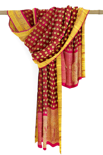 Handwoven Kanchi pure silk dupatta in maroon