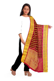 Handwoven Kanchi pure silk dupatta in maroon