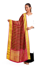 Handwoven Kanchi pure silk dupatta in maroon