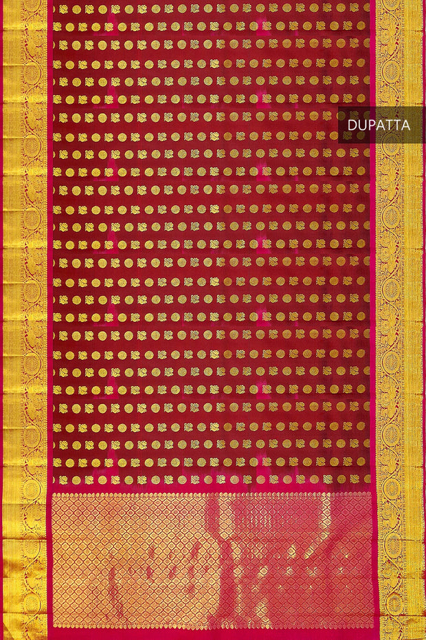 Handwoven Kanchi pure silk dupatta in maroon