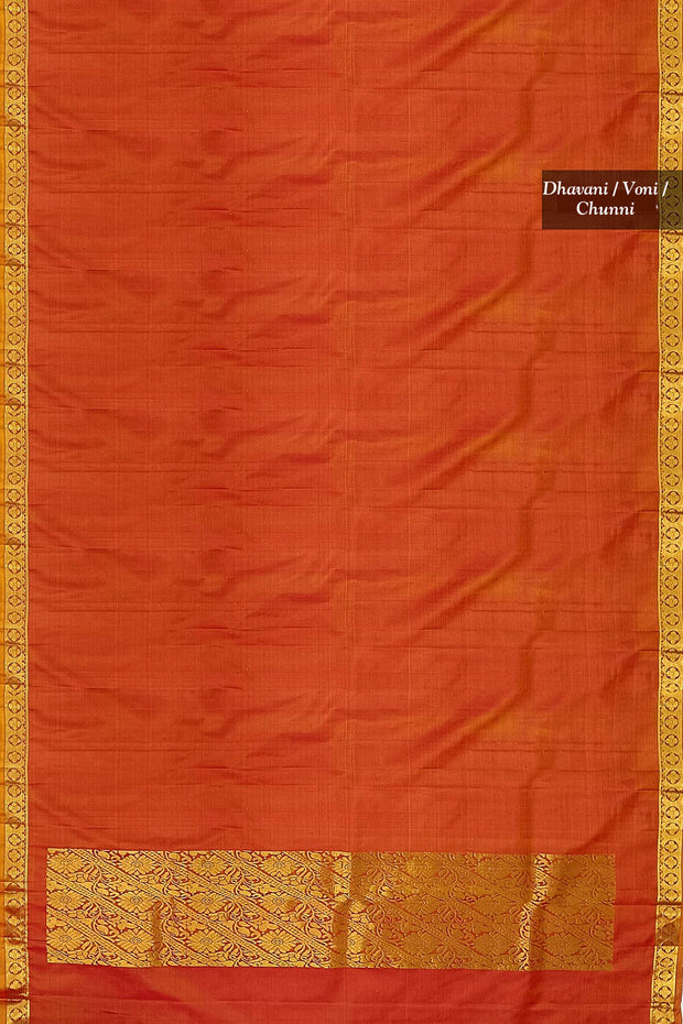 Kanchi pure silk dhavani / voni / chunni in mustard orange