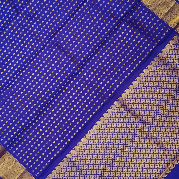 Kanchi pure silk dupatta in blue with rich pallu & border