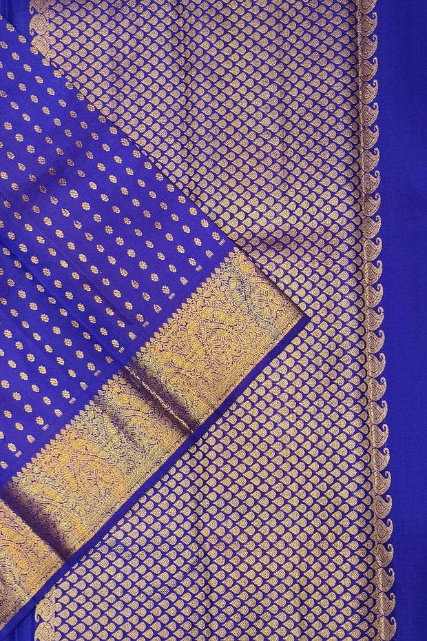 Kanchi pure silk dupatta in blue with rich pallu & border