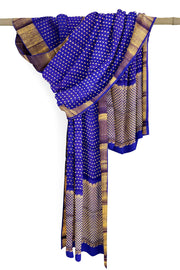 Kanchi pure silk dupatta in blue with rich pallu & border